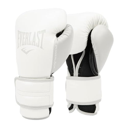 Everlast Powerlock 2 Hook & Loop Boxing Gloves | Fight Training Gloves | Hook and Loop with Durable Hand & Wrist Support | Heavy Bag & Fitness Training - color: White / Gray, size: 12 oz
