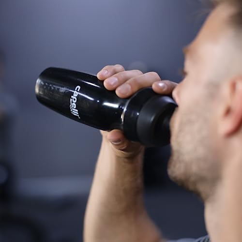Capelli Sport Sports Water Bottle, Plastic Squeeze Water Bottle with Easy Open Nozzle and Grip Panels, Black, 18.5oz - color: Black