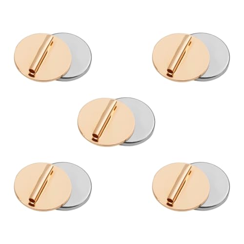 5pcs Mini Magnetic Brooch Pin Converter, Harm Free Clothing Magnet Buckle Magnet Metal Lapel Pin, Pin Holder Magnet Almost Invisible Metal Pin Backs for Thin Fabric (Gold)