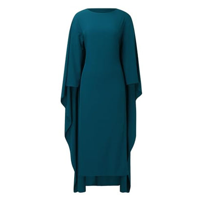 Muslim Dresses for Women One-Piece Long Sleeve Islamic Prayer Dress O Neck Slim Fit Islamic Evening Gown - color: Green, size: X-Large