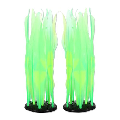 Aquarium Glowing Kelp Plant, Soft Silicone Glowing Decorations Green 2pcs - color: Green