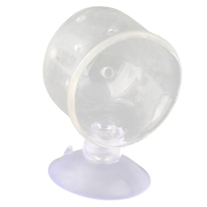 Aquarium Feeding Cup Fish Feeder Glass Acrylic Suction Cup Container for Freshwater Saltwater Tanks with Premium Suction Red Live Food Feeder (Glass Perforated (Suitable for nematodes)) - size: Glass perforated cup (suitable for nematodes)