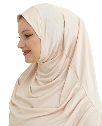 Prien Ready To Wear Hijab For Women, Instant Turban, Soft Muslim Scarf For Prayer, Long Hijabs, Islamic Clothes, Jersey Abaya - color: Beige