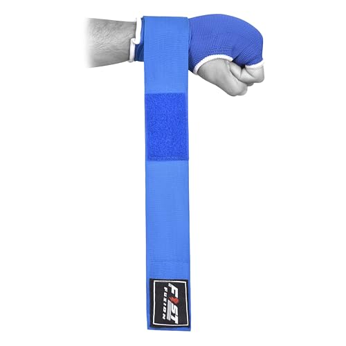Boxing Inner Gloves Cotton Cloth Stretchable Gel Padded Kickboxing MMA Training Gloves Long Wrist Support Gloves - color: Blue, size: Small-Medium