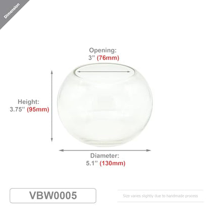 WGV Bowl Glass Vase, Diameter 5.1", Height 3.75", Open Width 3", (Multiple Sizes Choices) Clear Bubble Planter Terrarium Fish Bowl for Wedding Event Home Decor, 12 Pieces (VBW0005) - size: 5"Dx3.75"H 12 Piece
