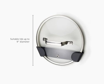 Joseph Joseph Cupboard Store - Set of 4 Pot and Pan Lid Holders Self Adhesive Wall Mount Storage Organizer, Suitable for Lids Up to 9 in , 3M VHB Tape Included, Gray