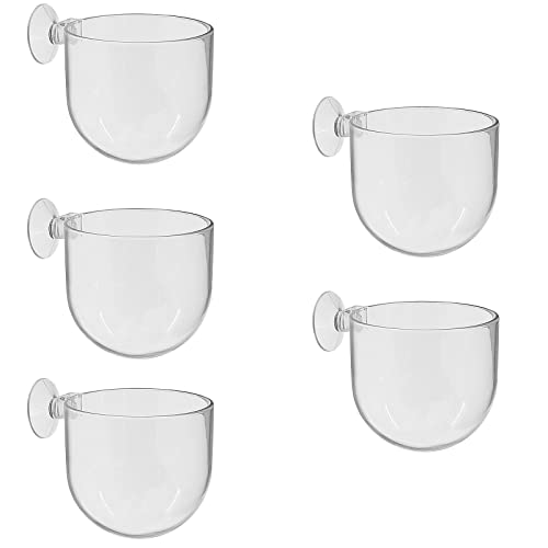 Uenhoy 5 Pcs Acrylic Aquarium Plant Pot Suction Cup Fish Tank Holder 2.44" | Acrylic Transparent Durable, Suction Cup Firm Hold, Bottom Permeable Hole For Roots, 2.44"x2.56", Fish Tank Aquarium Decor - size: 5 Pcs