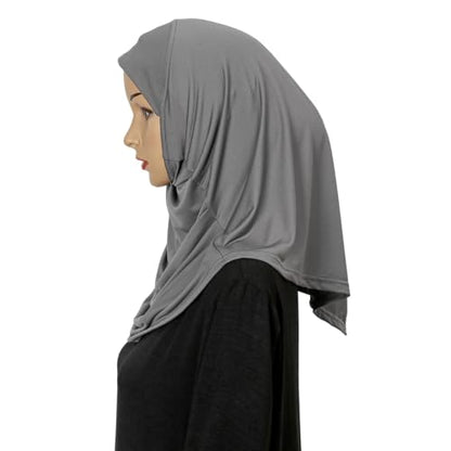 LMVERNA Ready To Wear Hijab for Women Muslim Instant Turban Soft Scarf for Prayer Long Hijabs - color: Grey