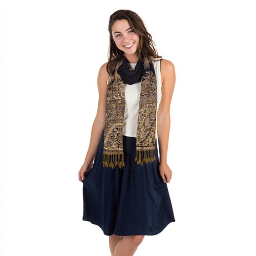 TUSHUSTY Pashmina Feel Rave Shawl Wrap for Women Men Hijab Scarf - color: Black