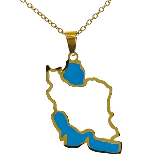 Persian Farsi Iran map necklace chain - color: Sterling Silver