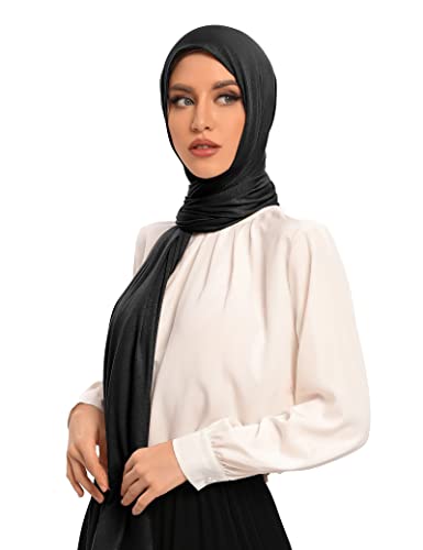 Txmout Premium Jersey Hijabs for Women - Cotton Muslim Scarfs - color: Black