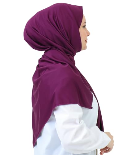 Prien Hijab For Women Muslim Lightweight Scarf Head Scarves For Girls Islamic Long Headscarf Chiffon Shawl Prayer Set Ramadan - color: Purple
