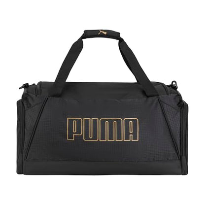 PUMA unisex-adult Accelerator Duffel Bag with Removable Strap & Shoe Pocket - color: New Gold/Black