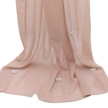 Chiffon Hijab Scarf for Women Muslim Hijab Head Wrap Scarves Soft Rhinestone Chiffon Scarf Fashion Long Scarves Shawl - color: Pink