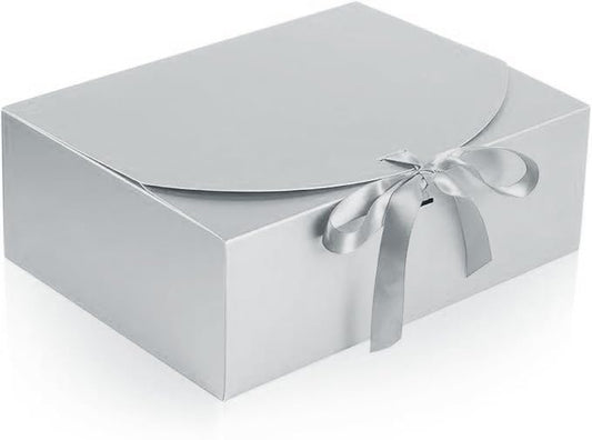 NEWSNOW 12 PCS Gift Boxes with Lids, 10x7.5x3.5 Inch Paper Gift Box, with Ribbon, Bridesmaid Proposal Box for Wedding, BirthdayPackaging, Present (Silvery) - color: Silvery