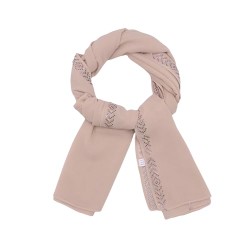 RARITYUS Sparkly Rhinestone Hijab Scarf for Women Silky Chiffon Instant Muslim Islamic Hijab Head Wrap Long Shawls - color: Pink