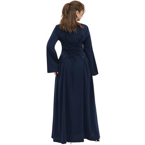 Muslim Abaya Dress for Women Smooth Back Zipper Belt Daily Prayer Eid Dress - color: Navy, size: Medium
