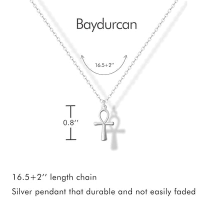 Dainty Silver Necklace for Women - Ankh Jesus Horse Celtic Cross Necklace for Women, Dainty Charm Spider Christian Gifts for Friends Sister Mom, Birthday, Christmas, Mother's Day, Graduation Gifts - style: Ankh