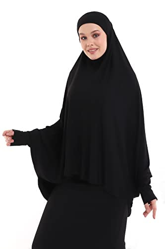 ihvan online, Women Muslim Hijab Cover, Islamic Khimar, Long Salah Clothes. Prayer Hijab for Women - color: Black