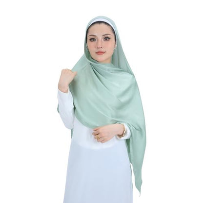 Luxury Silky Satin Hijab for Women, Shimmer Crinkle Muslim Head Scarf, Graceful Feminine Charm - color: Pink Brown