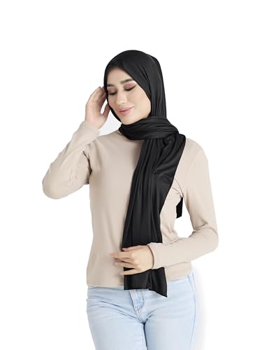 Premium Jersey Hijab Scarf for Women - Muslim Head Scarf - color: Black