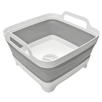 MontNorth Collapsible Wash Basin 9L, Foldable Dish Tub with Drain Plug, Portable Collapsible Dish Basin, Camping Sink for Washing Dishes, Laundry & Kitchen Use,Gray - color: Gray - Set of 1