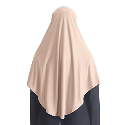 Women's Instant Hijab Muslim Headscarf Prayer Scarf Soft Breathable Stretchy Wrap - color: Light Brown