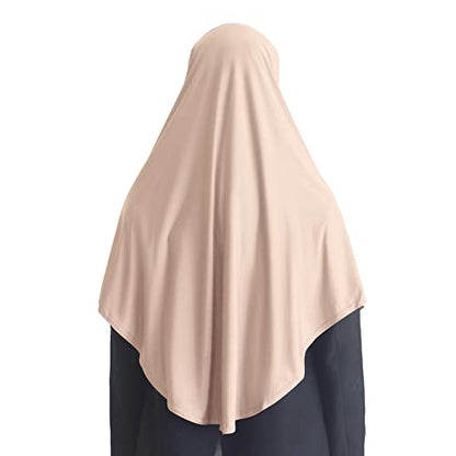 Women's Instant Hijab Muslim Headscarf Prayer Scarf Soft Breathable Stretchy Wrap - color: Light Brown