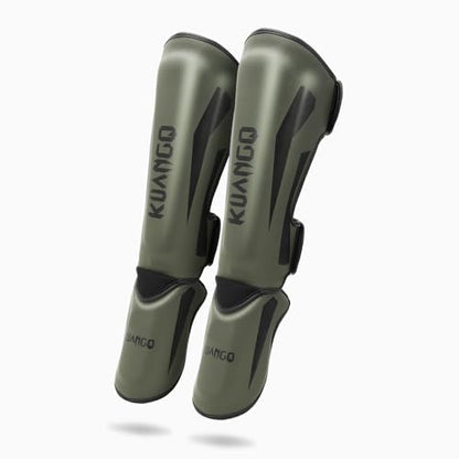 Muay Thai Shin Guards, Muay Thai Martial Arts Kicking Leg Instep Protection Pads Sparring Gear,for Kickboxing MMA Training and Sparring,Professional MMA Equipment - color: Olive Green, size: Large