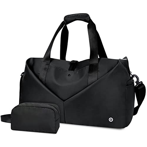Ceneda 20" Gym Bag for Women with Wet Pocket & Shoe Compartment, Lightweight Duffel Waterproof Carry On Duffle for Travel, Yoga, Overnight (Black) - color: Black