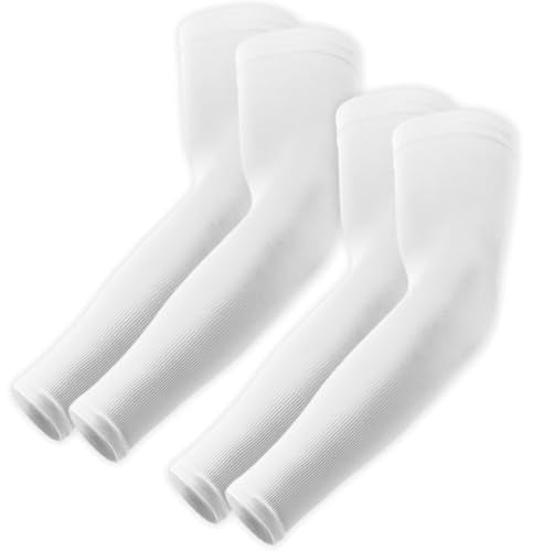 OutdoorEssentials UV Sun Sleeves for Men & Women, Cooling Arm Sleeves UPF 50+ | Golf, Tattoo Cover Up, Sun Protection - color: (2 Pairs): 2 White