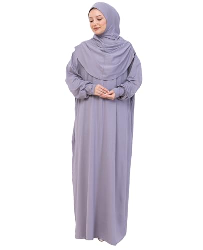 Prien Prayer Dress For Women, Cotton Muslim Abaya, Soft Hijab, Elegant Turkish Islamic Wear For Eid, Ramadan, Umrah, Hajj - color: Grey