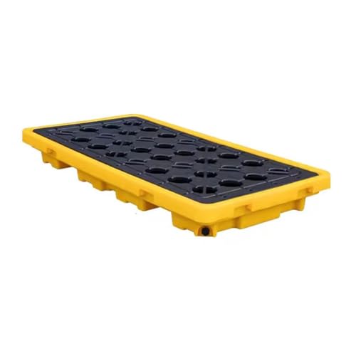 Modular Leak Platform/Grid Pads.Modular Spill Containment Tray - Heavy-Duty Oil Drum Holding Platform, Leak-Proof Pallets for Safe Liquid Storage and Spill Management Solutions，（Yellow，130 * 6 - size: 130*68*15cm