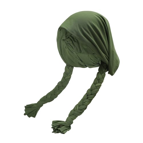 ZLYC Chemo Headwear Long Pre Tied Head Scarf Beanie for Women - color: Braid Green Algae