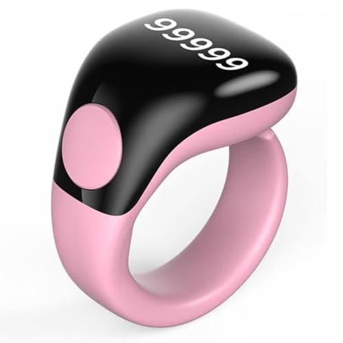 Smart Tasbih Zikr Ring,Adjustable(18/20/22mm) Muslim Digital Azan Alarm Clock Counter,APP Support Digital Counter Prayer Reminder Rings, Waterproof 5 Digit Finger Counter for Muslims(Pink) - color: Pink