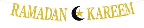 Ramadan Kareem Banner,Happy Eid Umrah Mubarak Decoration,Hajj Mubarak Islamic Ramadan Muslim Festival Party Decoration Supplies Black