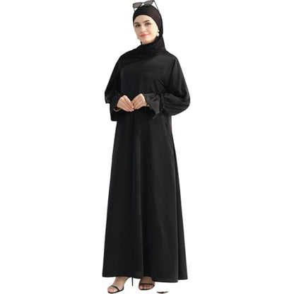khalat Women's Muslim Kaftan Abaya Dress Eid Prayer Dress for Women Islamic Daily Dress Smooth Flowy Muslim Women Clothes - color: Black, size: Small