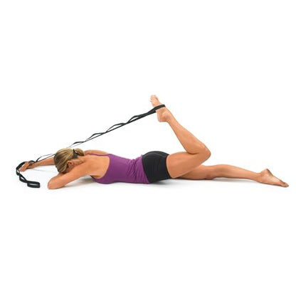OPTP The Original Stretch Out Strap XL with Exercise Book, USA Made Stretch Out Straps for Physical Therapy, Yoga Stretching Strap or Knee Therapy Strap - Ten Loops, 7'5" Strap