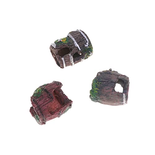 Yardwe Aquarium Landscape Ornament 3pcs Mini Barrel Decor Realistic Fish Tank Decor Easy Cleaning and Safe for