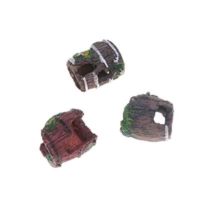 Yardwe Aquarium Landscape Ornament 3pcs Mini Barrel Decor Realistic Fish Tank Decor Easy Cleaning and Safe for