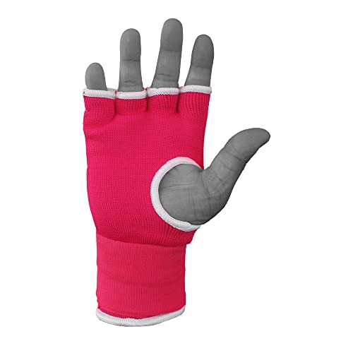 TMA Gel Padded Inner Gloves with Hand Wraps Boxing Gloves, Half Finger Elasticated Bandages, Kickboxing Wraps for Men, Women, Kids MMA, Muay Thai, Kickboxing (Pair) - color: Pink, size: Large-X-Large