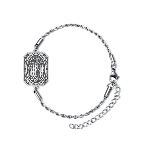 PELOVNY Allah Bracelet 925 Sterling Silver Islam Allah Bracelet Islamic Muslim Religious Jewelry Gifts for Men Women - color: Allah Bracelet-02