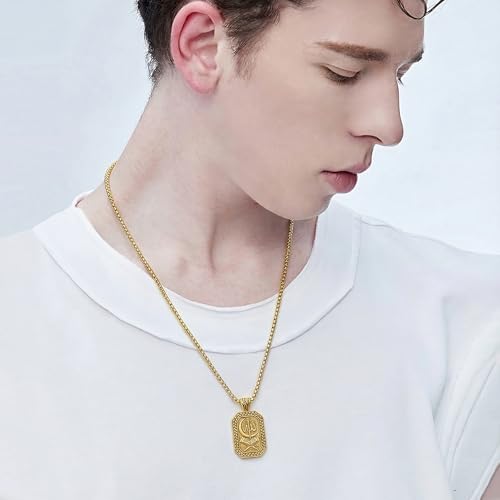 PELOVNY Allah Necklace for Men Women 925 Sterling Silver Islam Allah Pendant Chain Islamic Muslim Religious Jewelry Gifts - color: Allah-01-Golden