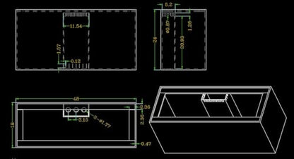 90 Gallon Long Starfire Aquariums with Center Overflow 48x18x24 H 12mm Starfire/Low Iron Glass - size: 90L Gal 48x18x24"