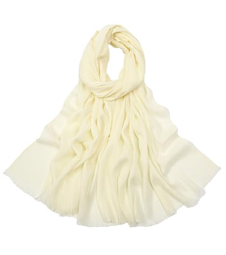 Women's Summer Scarf Lightweight And Soft Bamboo Cotton Headscarf - color: Light Yellow