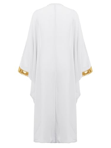 Kids Boys Muslim Thobe Satin Loose Kaftan Robes Long Sleeve Prayer Dress for Ramadan Eid Celebrations - color: White, size: 12 Years