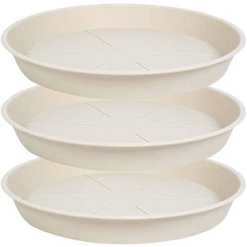 OVZILKI 3 Pack of Plant Saucer 16 inch, Large Heavy Duty Plastic Saucers Round, Plant Drip Trays for Indoors Outdoor, Plant Water Tray for Planters, Beige - color: Beige, size: 16" - 3 Pack