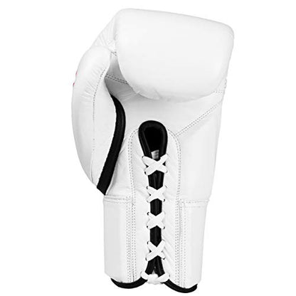 Fury Professional Lace Training Gloves - Lace Up Sparring Gloves for Boxing, Bag, and General Training - color: White, size: 12 oz