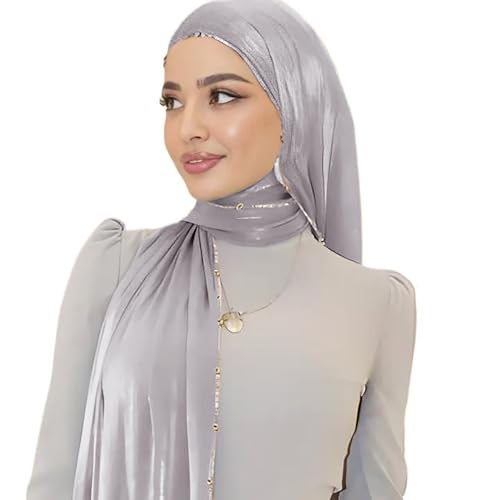 Shimmer Party Hijab, Lightweight Stylish Hijab Scarf for Women - color: Light Gray