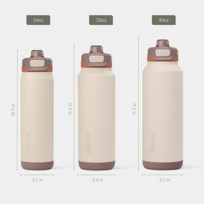 ZULU Powerfill Pro 24oz Stainless Steel Water Bottle with Quick Fill Lid, Triple Walled Vacuum Insulated Metal, Leak Proof Locking Lid, Sip and Chug, Reusable BPA Free, Driftwood - color: Driftwood, style: 24oz